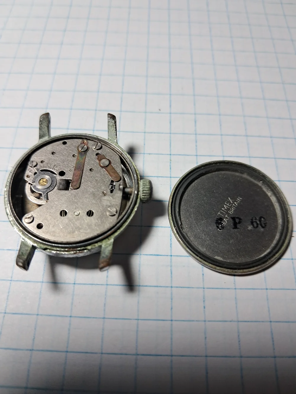 Timex Vintage Watch Case with Cream Dial and Silver-Tone Case